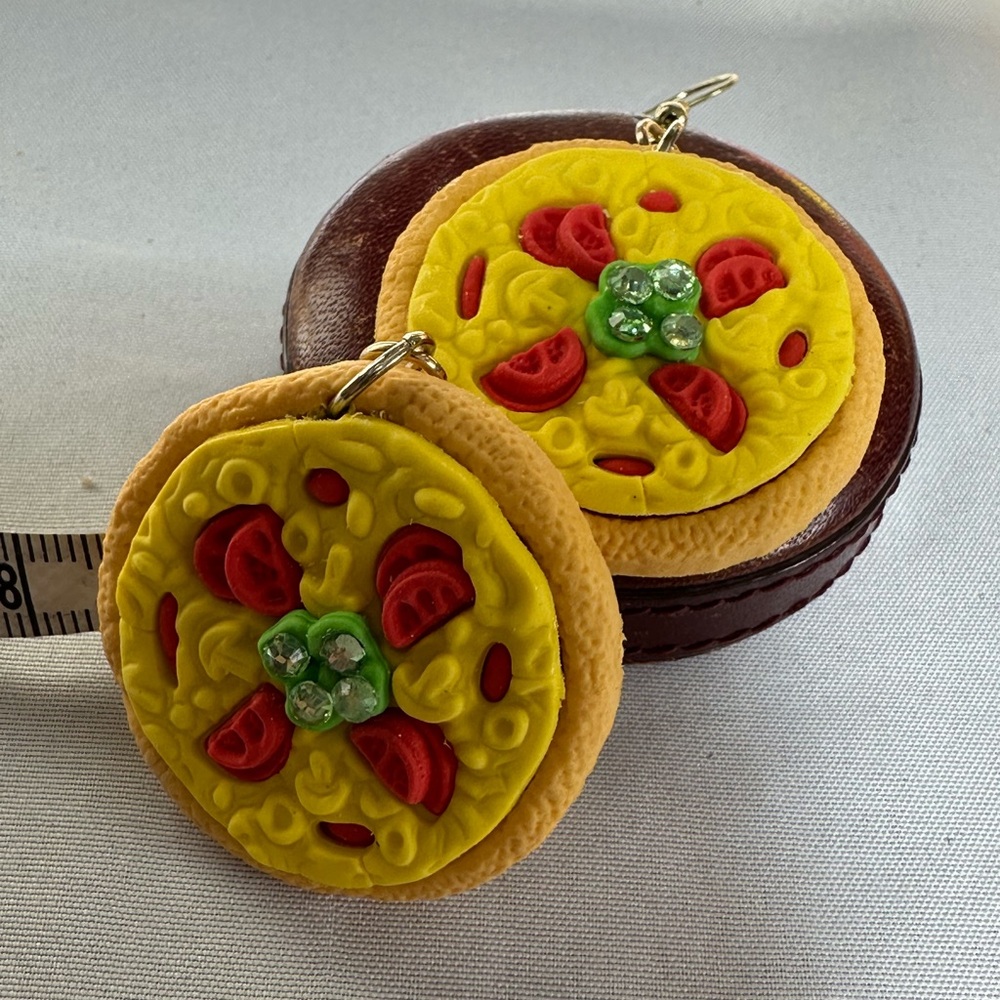Pizza Pie earrings with bling